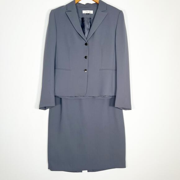Tahari Arthur S Levine Jackets & Blazers - Tahari Arthur S Levine Vintage Grey Blazer Jacket Skirt Suit Set